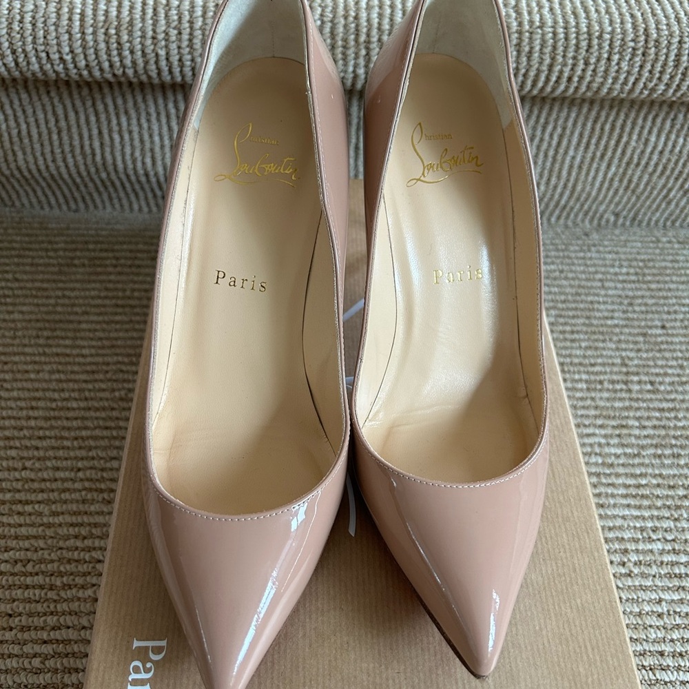 Christian Louboutin Nude Patent Leather Pumps